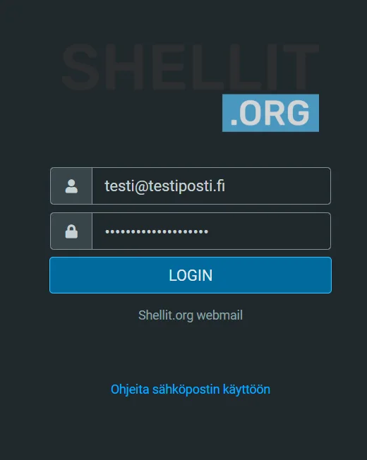 Webmailin kirjautumisnäkymä