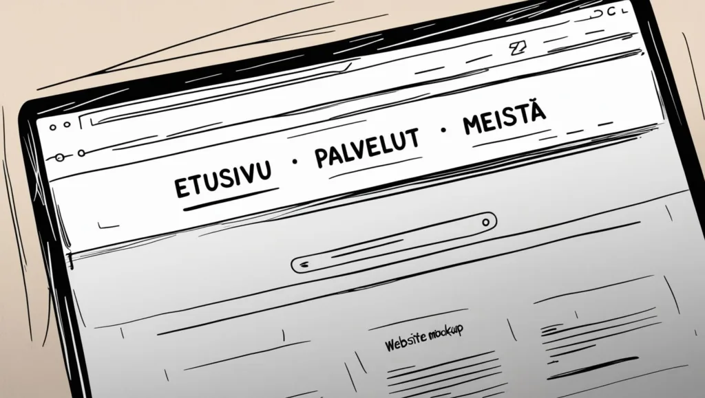 Artikkelikuva: Verkkosivusto, jossa esitetty navigaatiossa tärkeimmät sivut
